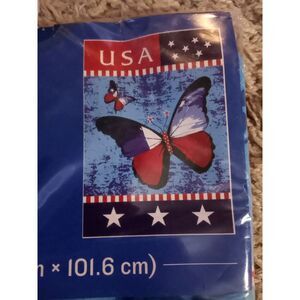 American Butterflies Patriotic Garden Flag 28"x40"  USA, Darice *small Stain*